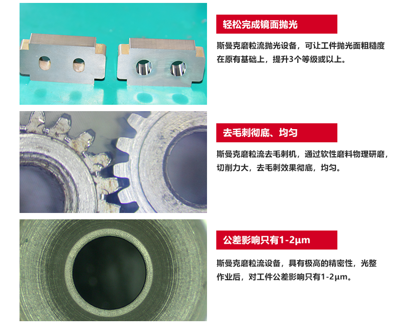 蘇州斯曼克磨粒流設(shè)備公司是流體拋光技術(shù)用于工業(yè)實(shí)踐的先行者,致力于為客戶解決<a href='http://yyjdwx.com' target='_blank'><u>內(nèi)孔拋光</u></a>、<a href='http://yyjdwx.com' target='_blank'><u>交叉孔去毛刺</u></a>、微孔拋光、<a href='http://yyjdwx.com' target='_blank'><u>內(nèi)孔去毛刺</u></a>、微孔去毛刺等各類復(fù)雜性拋光去毛刺難題,并提供系統(tǒng)化的<a href='http://yyjdwx.com' target='_blank'><u>流體拋光機(jī)</u></a>,<a href='http://yyjdwx.com' target='_blank'><u>內(nèi)孔拋光</u></a>機(jī),涵蓋傳統(tǒng)AFM磨粒流拋光機(jī),高速磨粒流<a href='http://yyjdwx.com' target='_blank'><u>去毛刺機(jī)</u></a>以及<a href='http://yyjdwx.com' target='_blank'><u>微孔拋光機(jī)</u></a>.